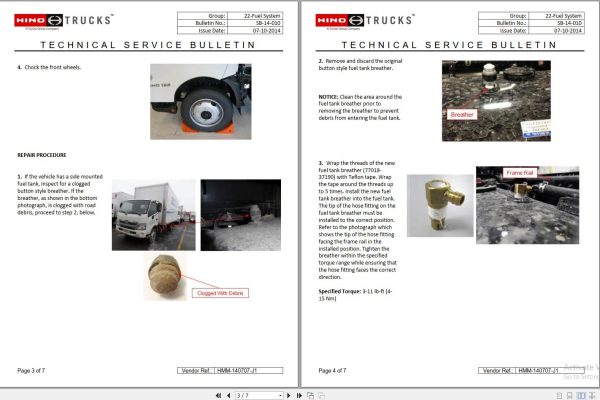 Hino Truck USA Collection Service Bulletins Manual 2024 4