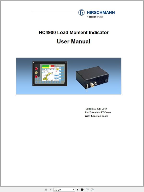 Hirschmann Load Moment Indicator HC4900 4 Section Boom User Manual