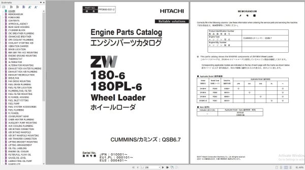 Hitachi Cummins Engine Collection PDF Parts Catalog 3 1