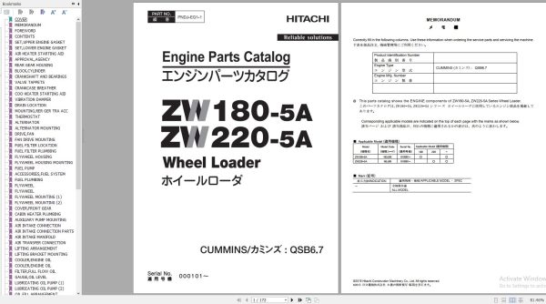 Hitachi Cummins Engine Collection PDF Parts Catalog 4 1