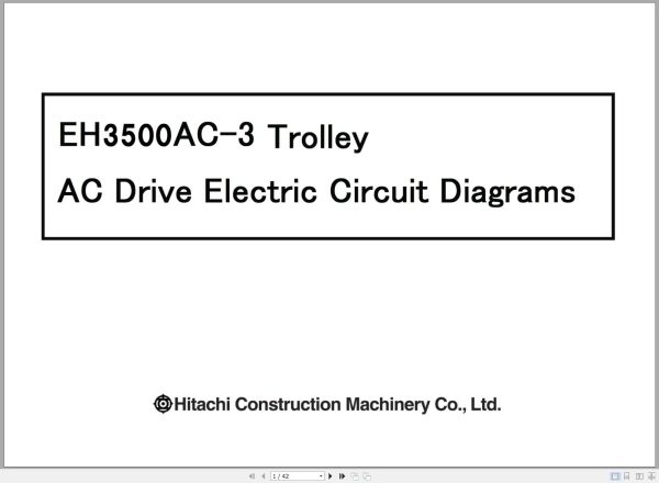 Hitachi Rigid Dump Truck EH3500AC 3 Trolley AC Drive Electric Circuit Diagrams