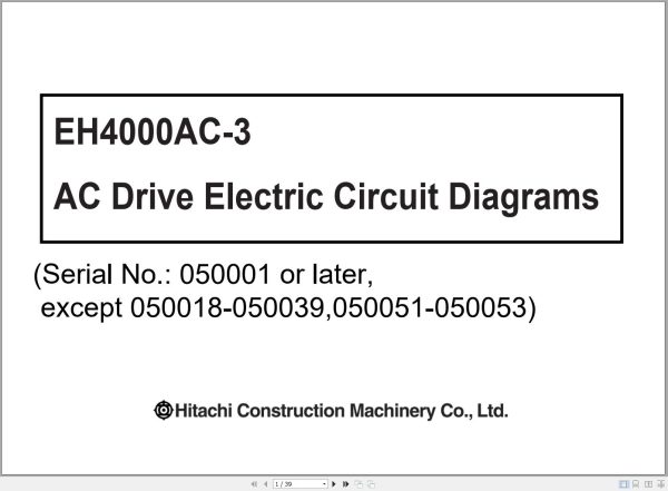 Hitachi Rigid Dump Truck EH4000AC 3 AC Drive Electric Circuit Diagrams