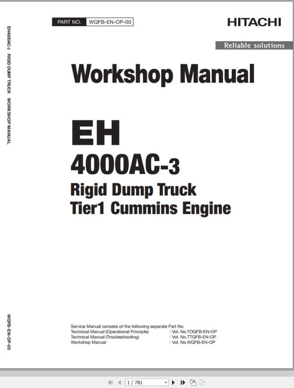 Hitachi Rigid Dump Truck EH4000AC 3 Workshop Manual