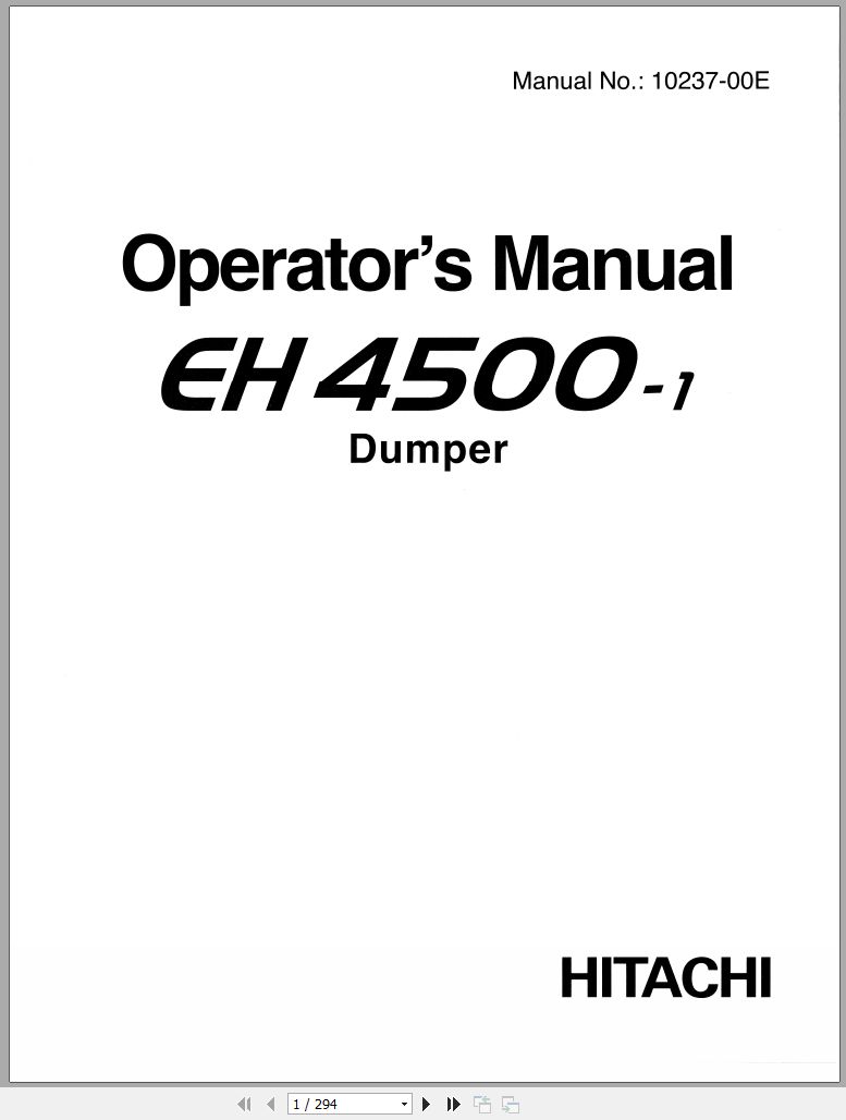 Hitachi Rigid Dump Truck EH4500 1 Operator Manual