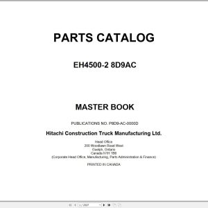 Hitachi Rigid Dump Truck EH4500 2 8D9AC Parts Catalog