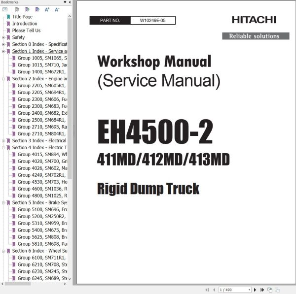 Hitachi Rigid Dump Truck EH4500 2 Workshop Manual