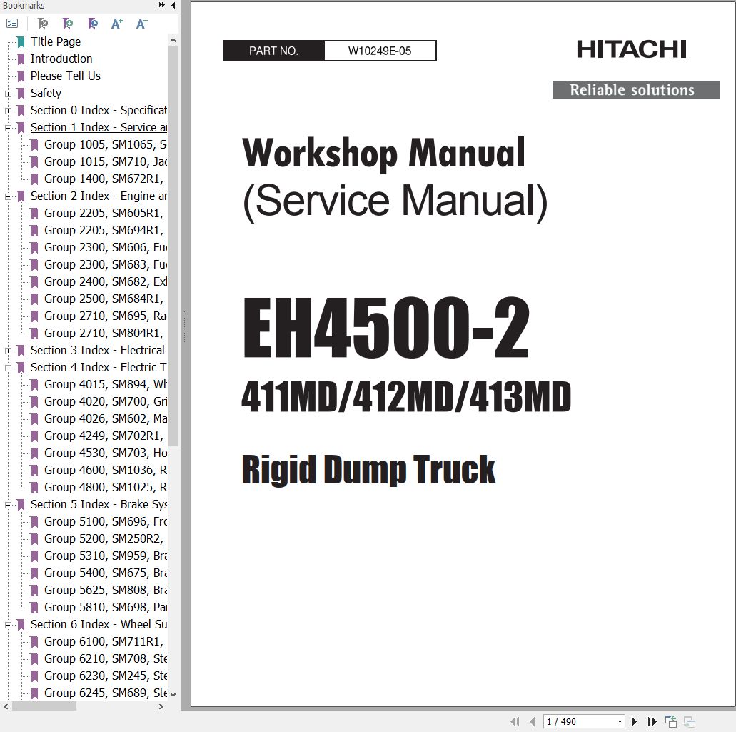 Hitachi Rigid Dump Truck EH4500 2 Workshop Manual