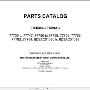 Hitachi Rigid Dump Truck EH4500 3 E8D9AC Parts Catalog