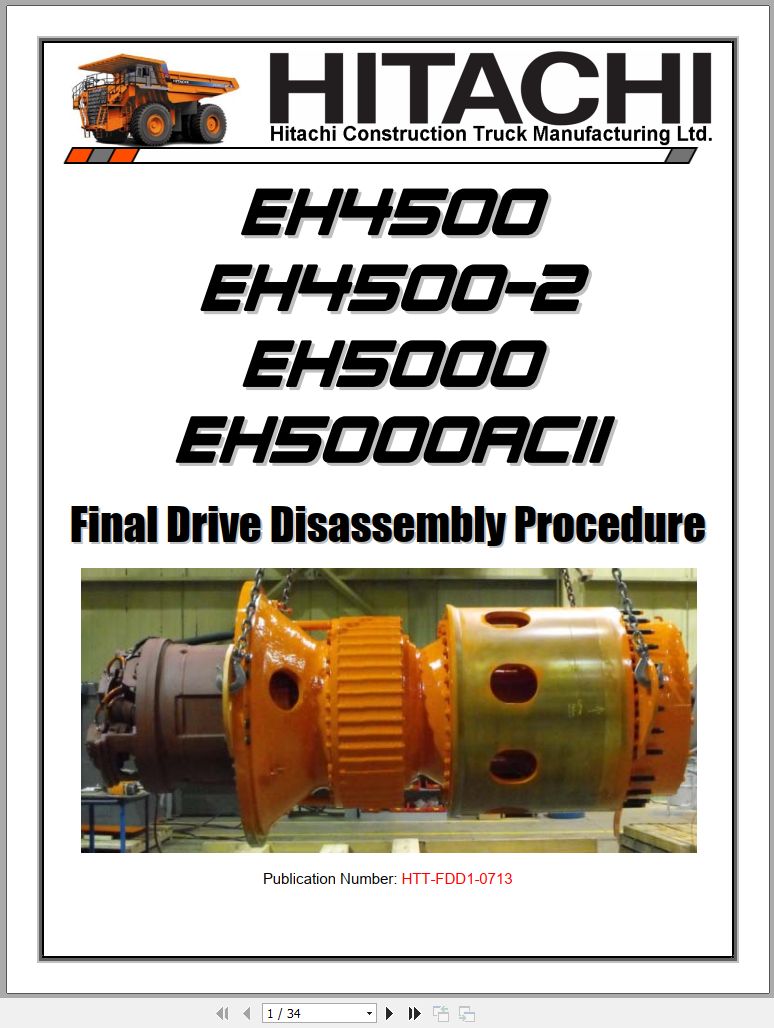 Hitachi Rigid Dump Truck EH4500 to EH5000ACII Final Drive Disassembly Proceduce