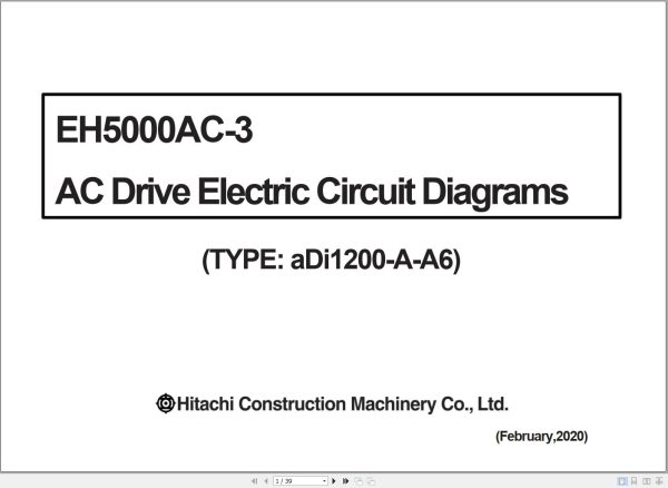 Hitachi Rigid Dump Truck EH5000AC 3 AC Drive Electric Circuit Diagrams