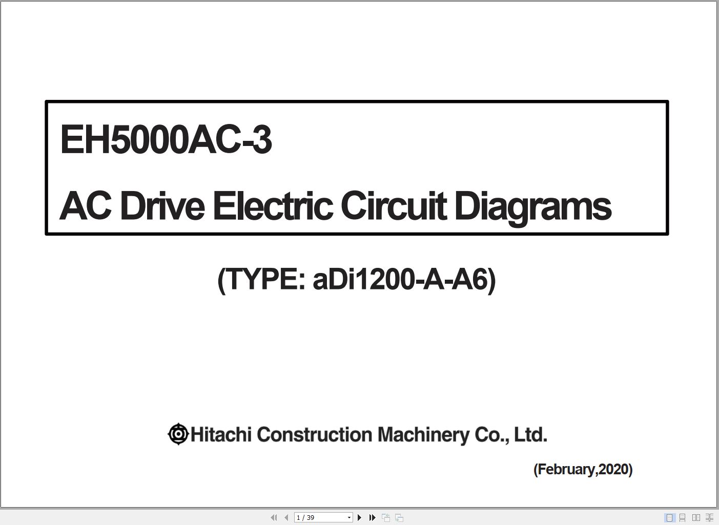 Hitachi Rigid Dump Truck EH5000AC 3 AC Drive Electric Circuit Diagrams