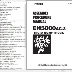 Hitachi Rigid Dump Truck EH5000AC 3 Assembly Procedure Manual