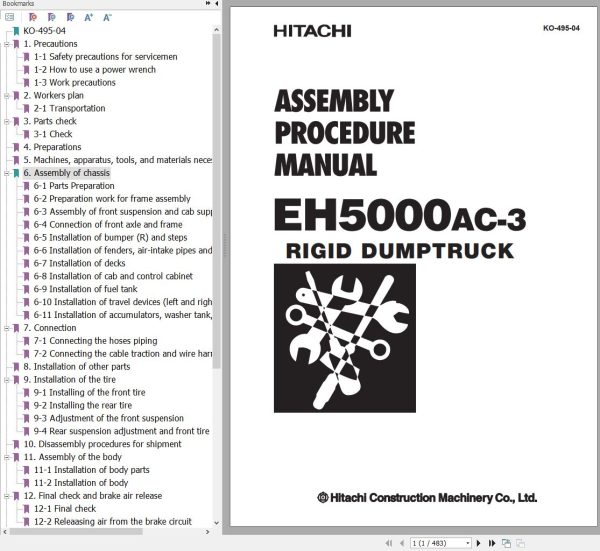 Hitachi Rigid Dump Truck EH5000AC 3 Assembly Procedure Manual