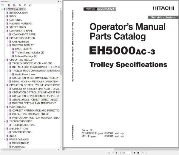 Hitachi Rigid Dump Truck EH5000AC 3 Operator Manual