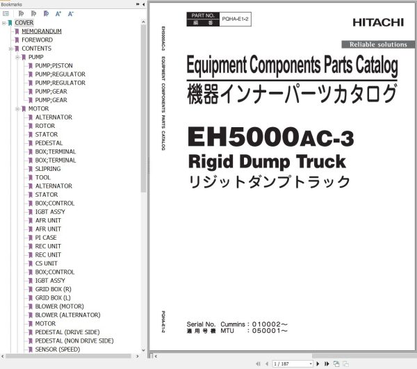 Hitachi Rigid Dump Truck EH5000AC 3 Parts Catalog