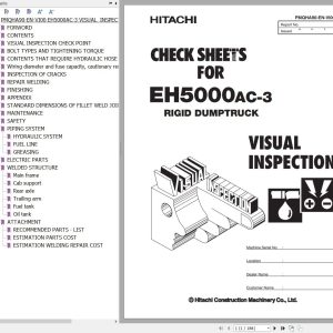 Hitachi Rigid Dump Truck EH5000AC 3 Visual Inspection Check Sheet