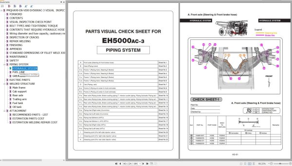 Hitachi Rigid Dump Truck EH5000AC 3 Visual Inspection Check Sheet 1