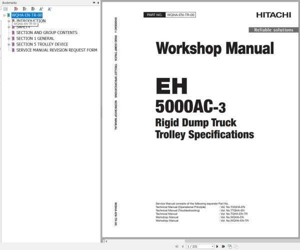 Hitachi Rigid Dump Truck EH5000AC 3 Workshop Manual