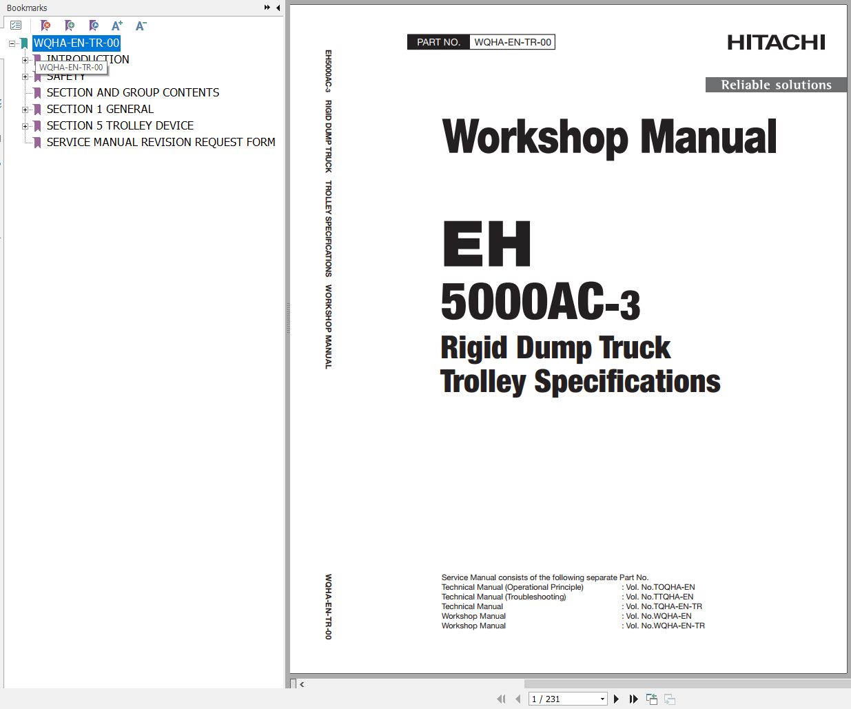 Hitachi Rigid Dump Truck EH5000AC 3 Workshop Manual