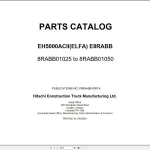 Hitachi Rigid Dump Truck EH5000ACII Parts Catalog