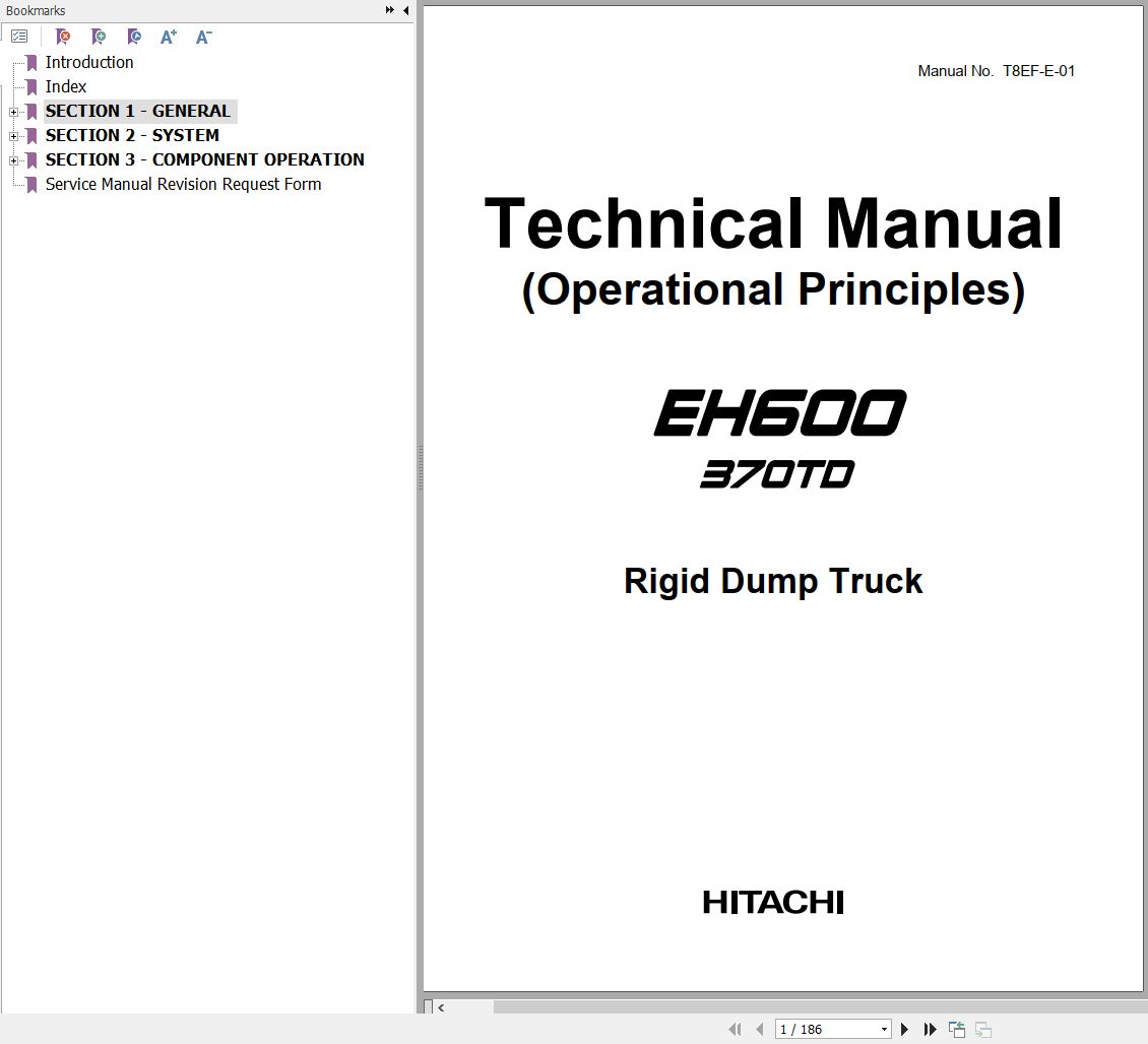 Hitachi Rigid Dump Truck EH600 370TD Operational Principles Manual