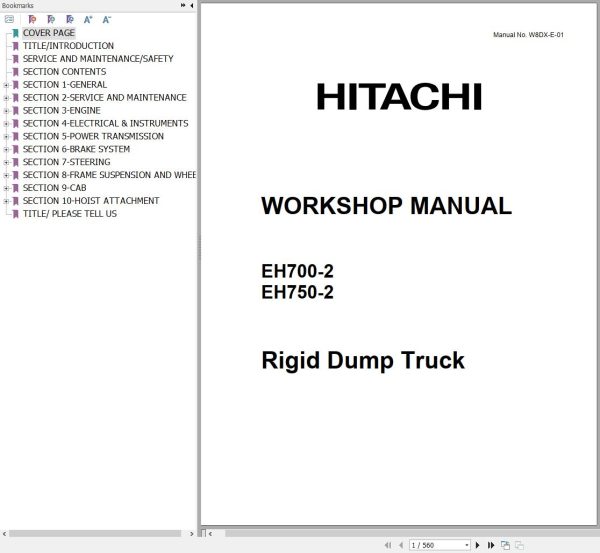 Hitachi Rigid Dump Truck EH700 2 EH750 2 Workshop Manual
