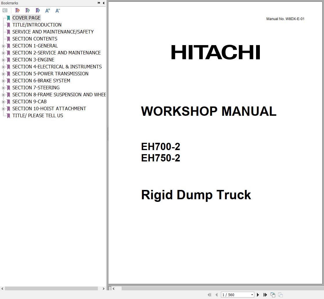 Hitachi Rigid Dump Truck EH700 2 EH750 2 Workshop Manual