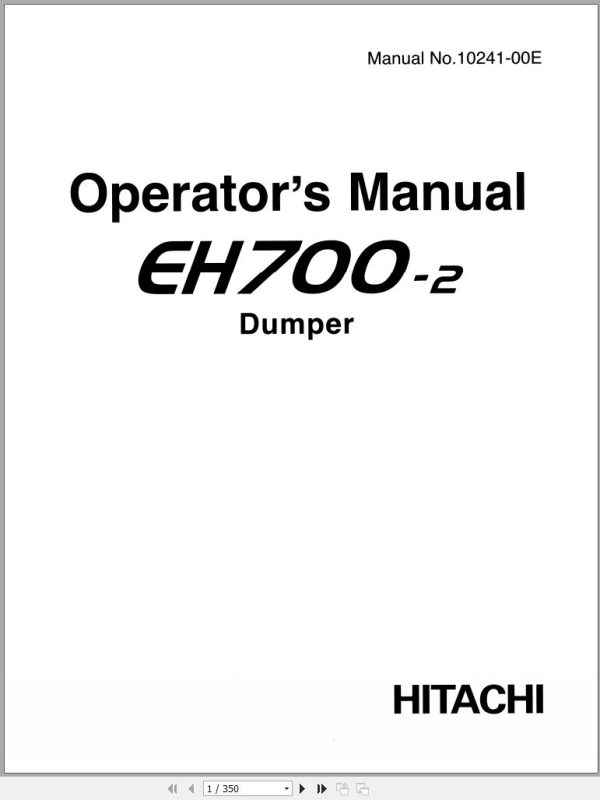 Hitachi Rigid Dump Truck EH700 2 Operator Manual