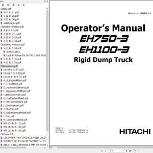 Hitachi Rigid Dump Truck EH750 3 EH1100 3 Operator Manual