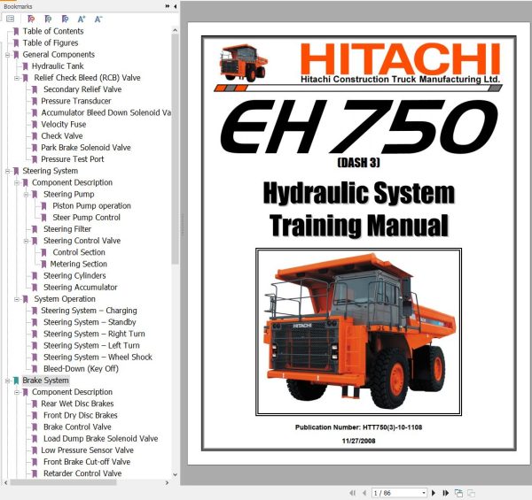 Hitachi Rigid Dump Truck EH750 3 Training Electrical Hydraulic Manual