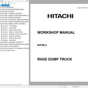 Hitachi Rigid Dump Truck EH750 3 Workshop Manual