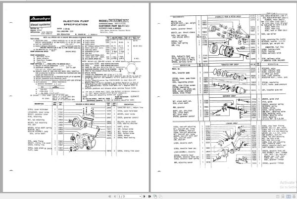 John Deere Stanadyne Injection Pump Part Catalog Test Data 2