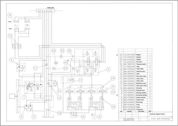 Kato Rough Terrain Crane MR 100sp Electrical Hydraulic Pneumatic Diagrams 2