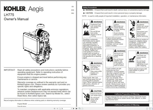 Kohler Engine 1.45 GB PDF Operators and Maintenance Manual Service Manual 6 1