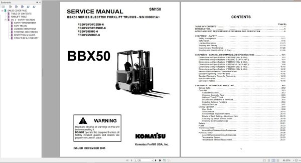 Komatsu Forklift FB20253032SHG 6 BBX50 Operation Service Parts Manual 2