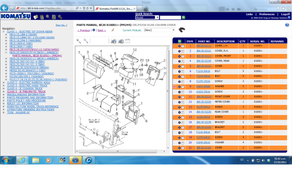 Komatsu Forklift FB202530EXGF 8 BE20 L. AMERICA Parts Manual 1