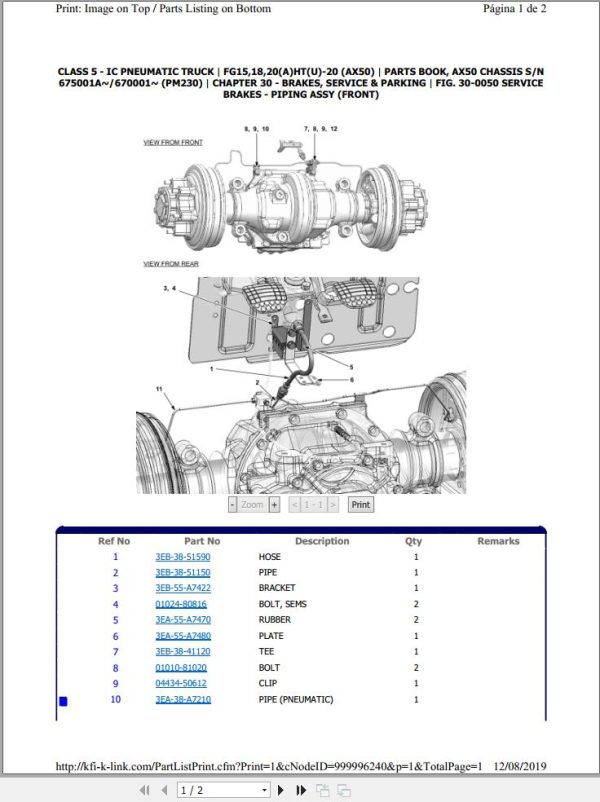 Komatsu Forklift FG151820AHT 20 AX50 Operation Maintenance Parts Service Manual 1