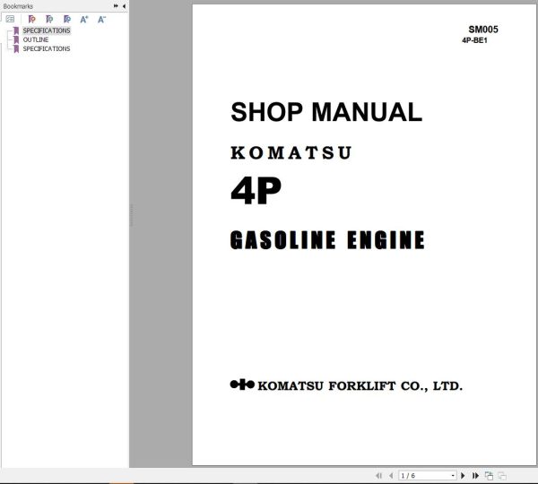 Komatsu Forklift FGD101518CHT 14 XXA Shop Manual 2