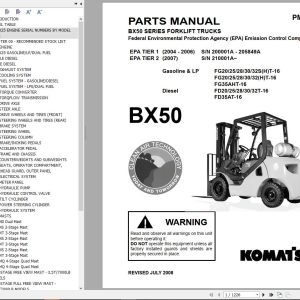 Komatsu Forklift FGD202528303235HT 16 BX50 2008 Parts Service Manual EN ES