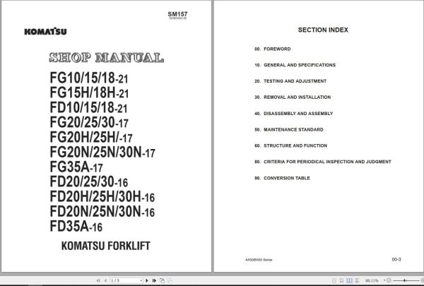 Komatsu Forklift FGD20253035AHN 17 BX50 L. AMERICA 2013 Shop Service Manual