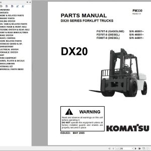 Komatsu Forklift FGD50607080ET 7 DX20 Shop Parts Manual