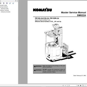Komatsu Forklift FR18S 2A FR23S 2A FR15DR 2A Service Parts Manual