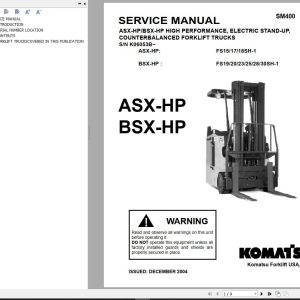 Komatsu Forklift FS15 to 30SH 1 ASX BSX Service Operation Manual