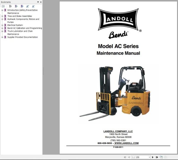 Landoll Bendi AC Series Operation Maintenance Parts Manual