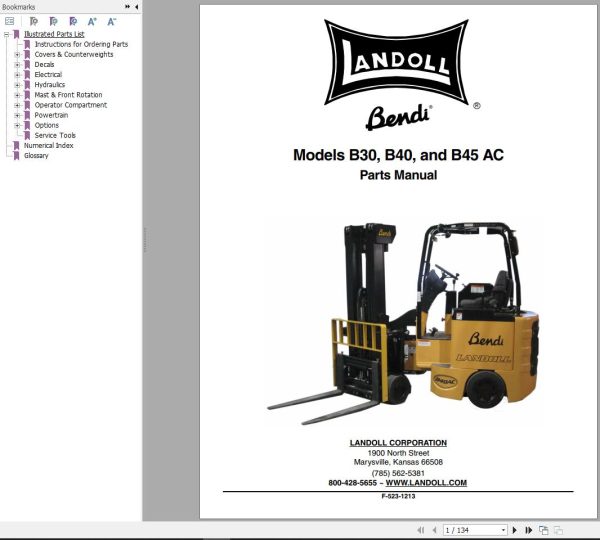 Landoll Bendi AC Series Operation Maintenance Parts Manual 2