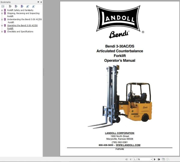 Landoll Bendi B3AC B3DS B30AC B30DS Series 3 Maintenance OM PM 2