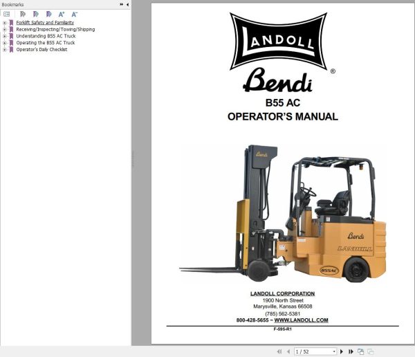 Landoll Bendi B55AC B55ACHL Parts Maintenance Operation Manual