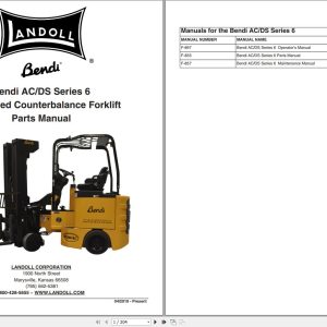 Landoll Bendi Forklift AC DS Series 6 Parts Operation Maintenance Manual