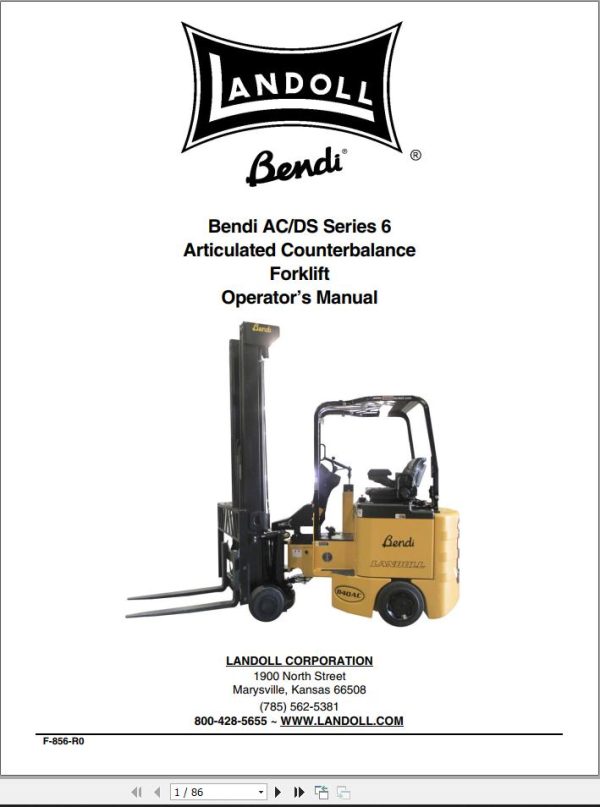Landoll Bendi Forklift AC DS Series 6 Parts Operation Maintenance Manual 1