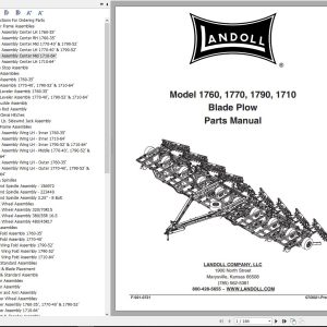 Landoll Blade Plow 1760 1770 1790 1710 Parts Manual F 921 0721